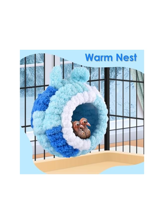 Bird Nest House,Bird Breeding Nest Parakeet Snuggle Hut Conure House Bed, Fluffy Parrots Birds Bed For Cage,Suitable For Budgie Cockatiel Conure Lovebird Canary Finch Hamster Small Pets.(Blue) - Image 4